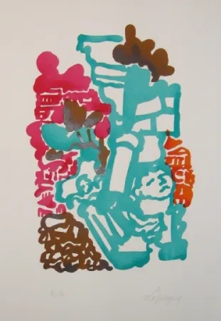 Litografía Lapicque - Le mont Palatin