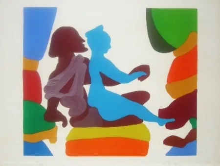 Litografía Lapicque - Tombeau étrusque