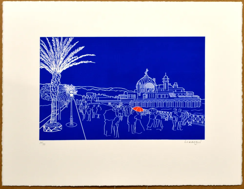 Linograbado Larregui - Nice - Palais de la jetée