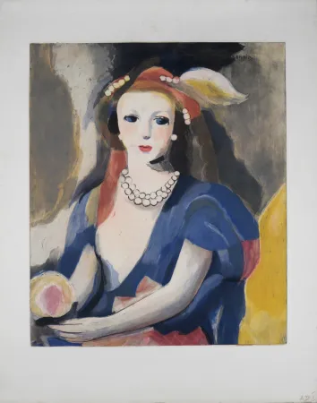 Aguafuerte Laurencin - Jeune femme au collier de perles, circa 1980