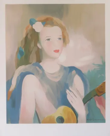 Litografía Laurencin - Jeune fille a la guitare
