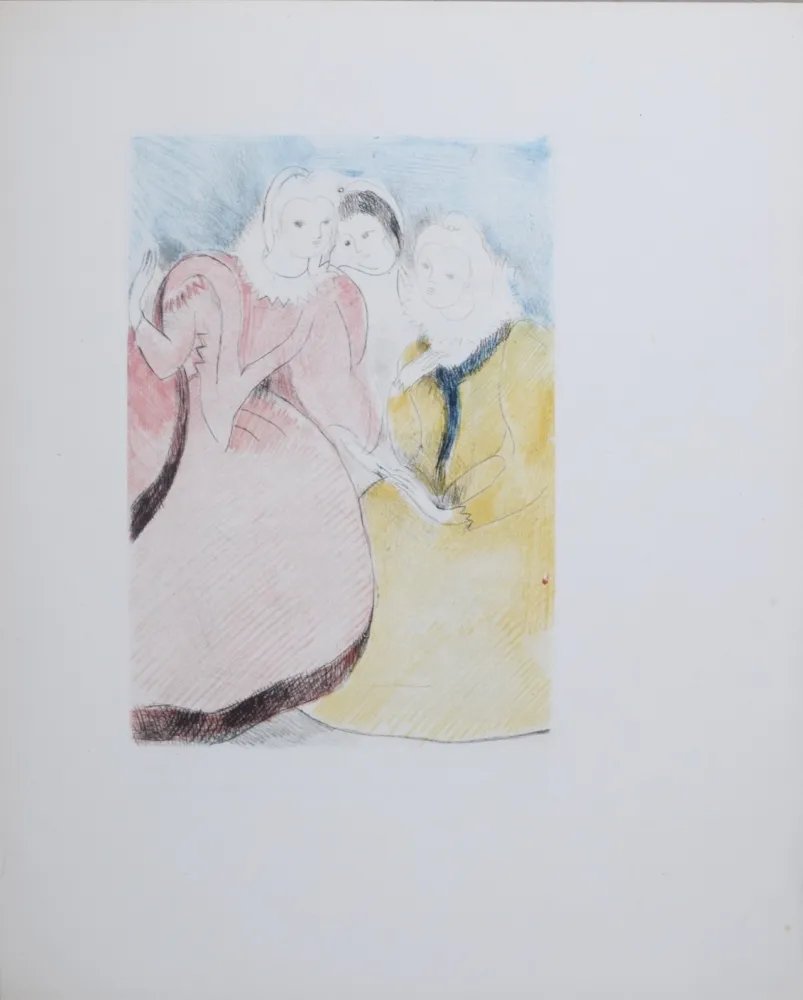 Grabado Laurencin - Les trois jeunes filles