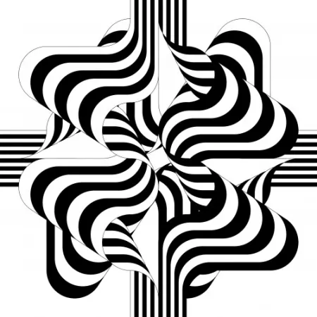 Litografía Le Parc - Larga marcha, 4 bifurcaciones, 1