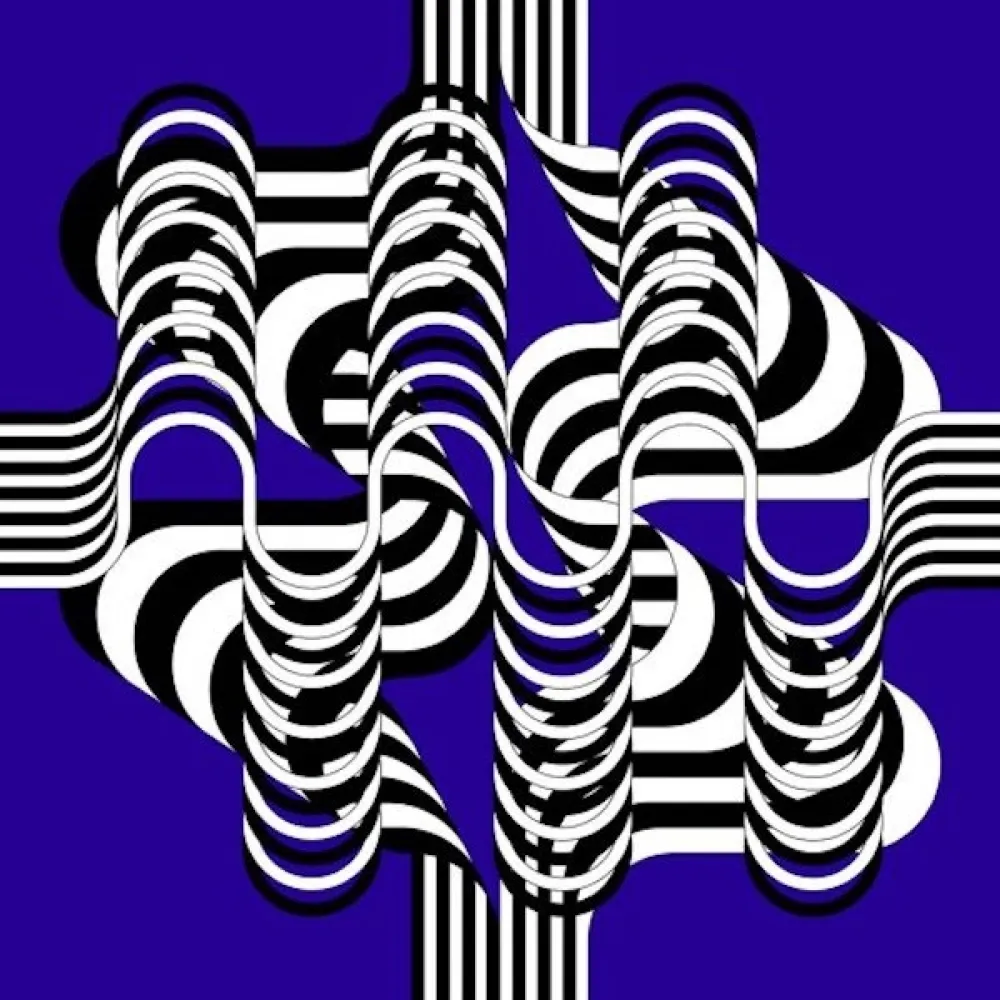 Litografía Le Parc - Larga marcha, 4 bifurcaciones  