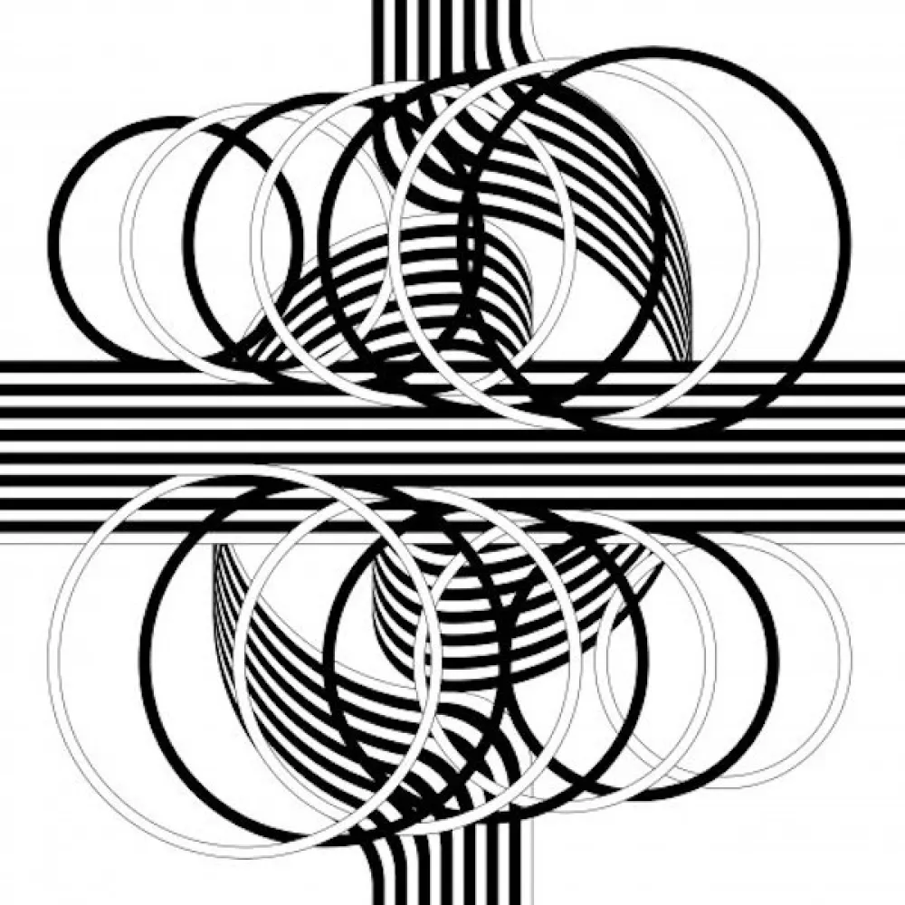 Litografía Le Parc - Larga marcha, 4 bifurcaciones 