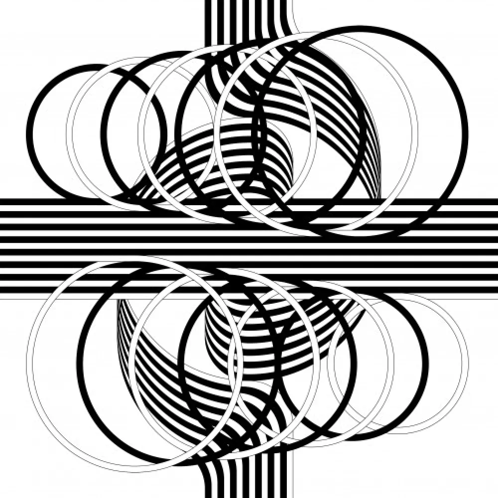 Litografía Le Parc - Larga marcha, 4 bifurcaciones, 14