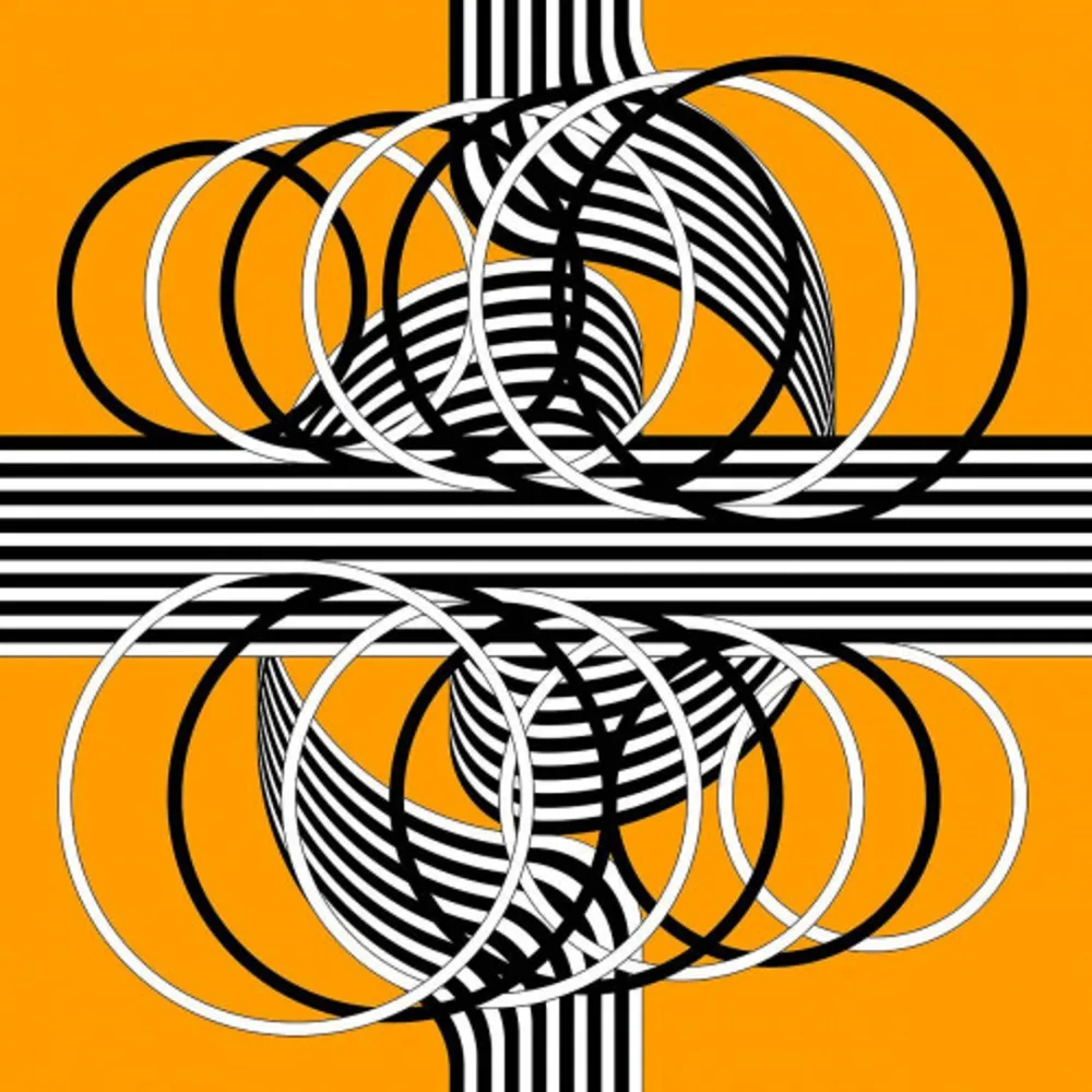 Litografía Le Parc - Larga marcha, 4 bifurcaciones, 14