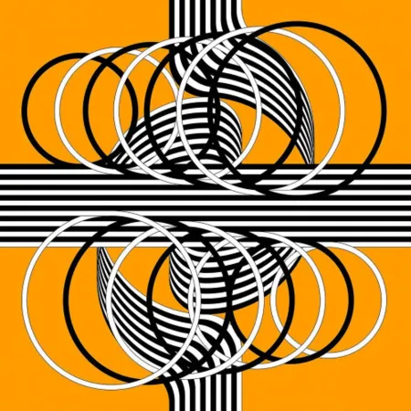 Litografía Le Parc - Larga marcha, 4 bifurcaciones, 14