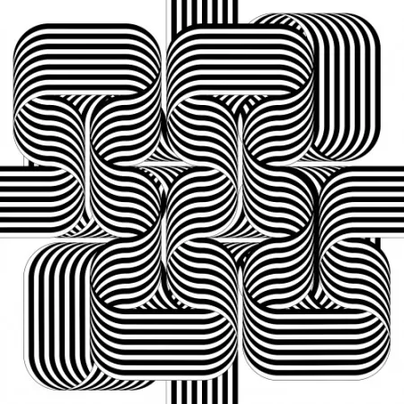 Litografía Le Parc - Larga marcha, 4 bifurcaciones, 2