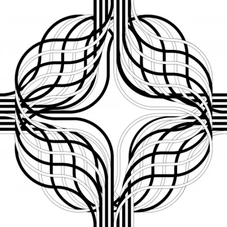 Litografía Le Parc - Larga marcha, 4 bifurcaciones, 4