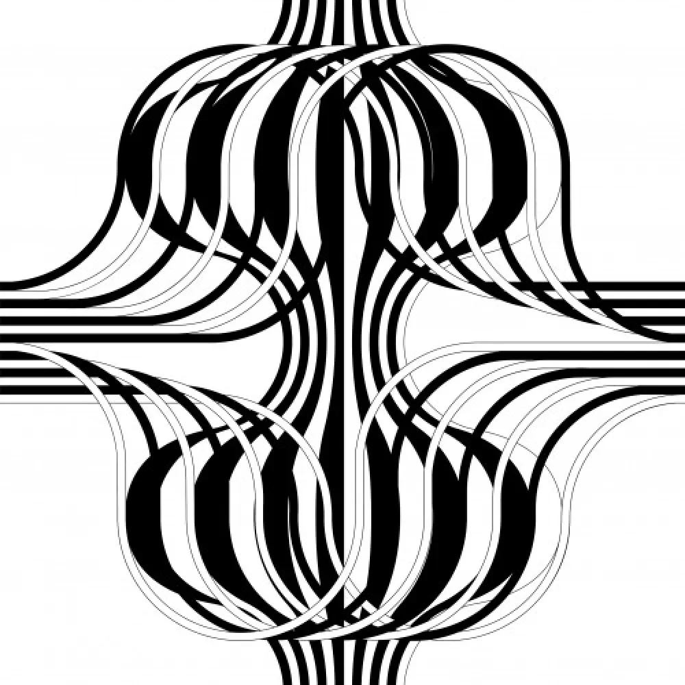 Litografía Le Parc - Larga marcha, 4 bifurcaciones, 9