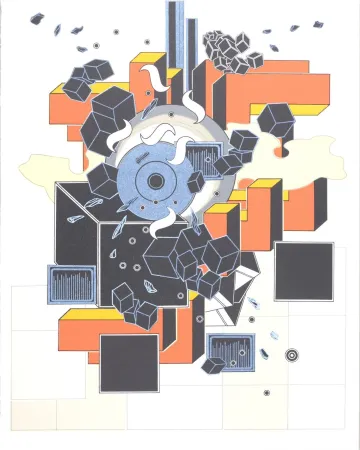 Litografía Le Yaouanc - L'Oeuvre des Hommes : Le Feu