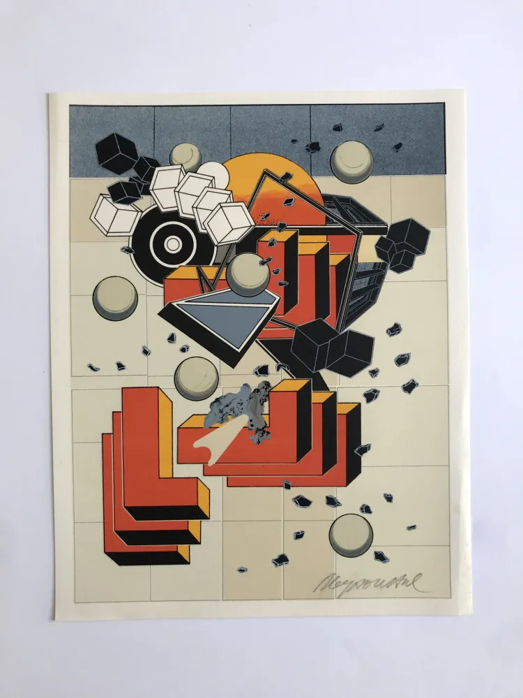 Litografía Le Yaouanc - Un chantier (Le métier de bâtisseur I)