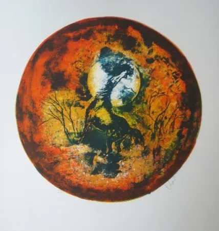 Litografía Lebadang - Cheval clair lune