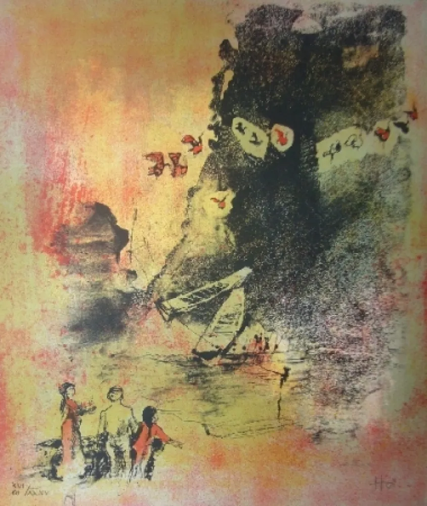 Litografía Lebadang - Entrée de village