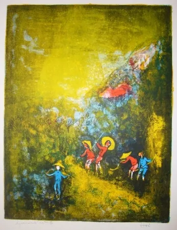 Litografía Lebadang - Travaux au champ