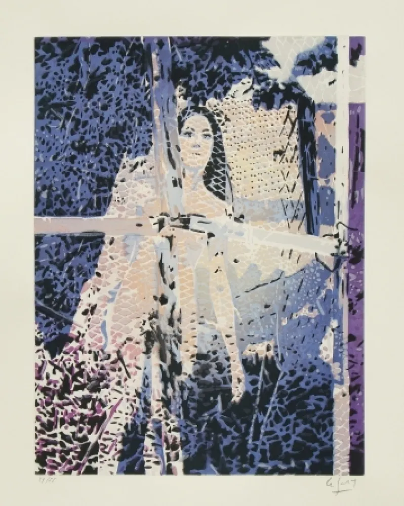 Aguafuerte Y Aguatinta Leboul'ch - Jeune fille au grillage