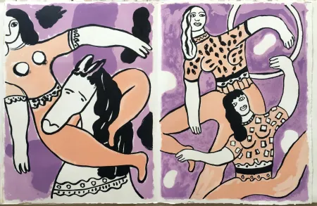 Litografía Leger - ACROBATES ET JONGLEUSES  (LE CIRQUE 1950)