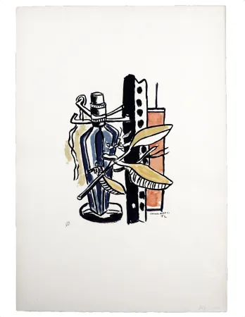 Serigrafía Leger - Composition a la bouteille bleue
