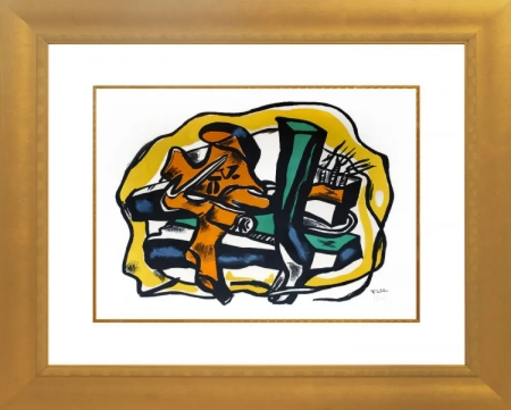 Litografía Leger - Composition sur fond Jaune