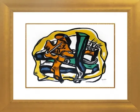 Litografía Leger - Composition sur fond Jaune