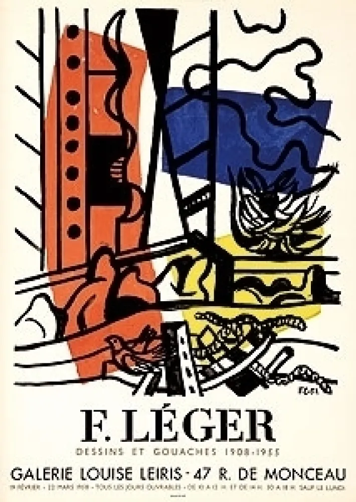 Litografía Leger - Exposition Louise Leiris 1958