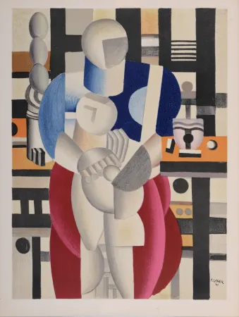 Litografía Leger - Femme et enfant, 1955
