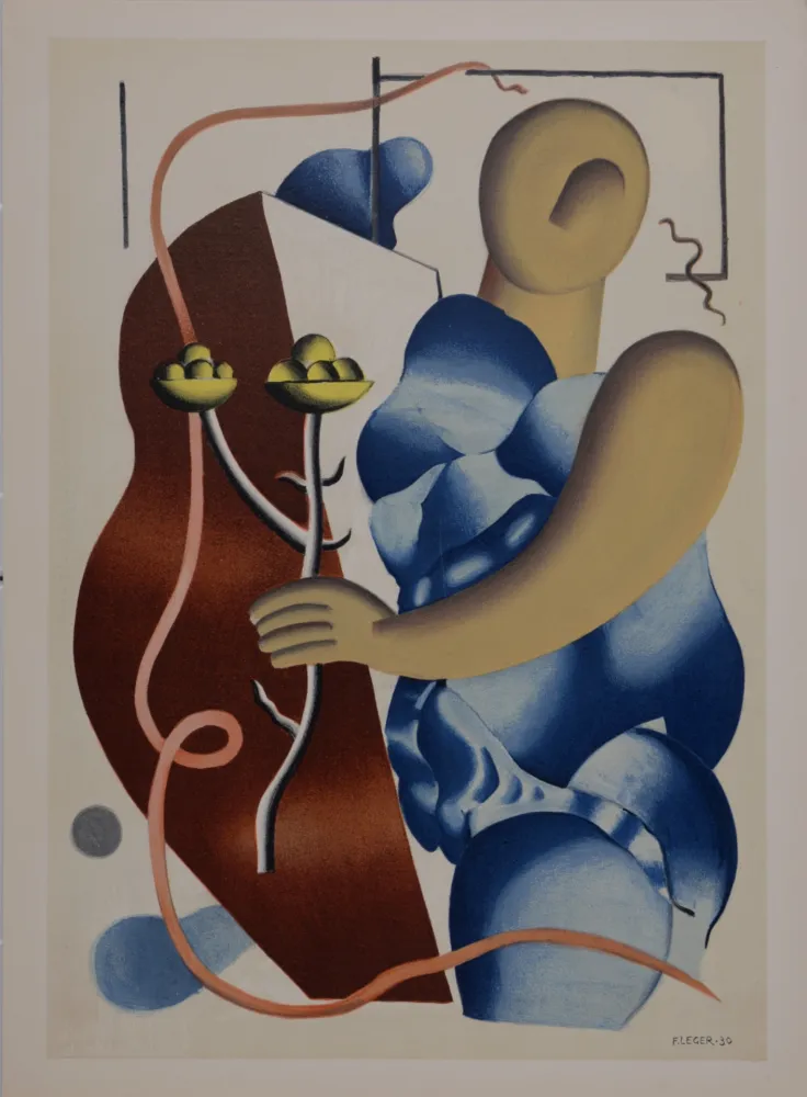 Litografía Leger - Femme tenant une fleur, 1955