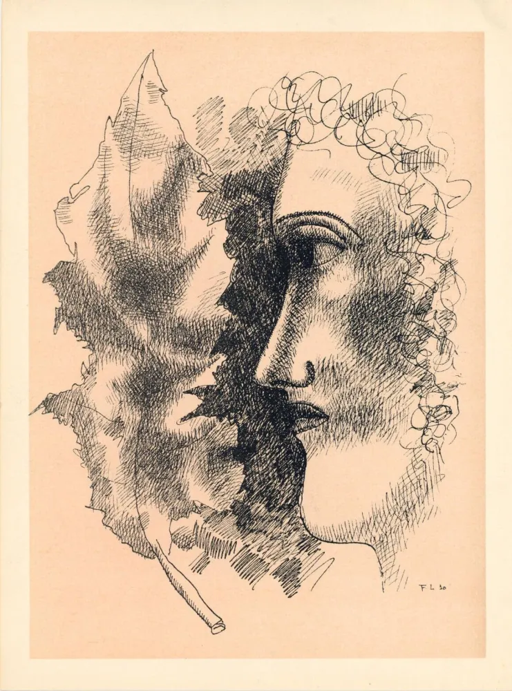 Litografía Leger - Head and Leaf