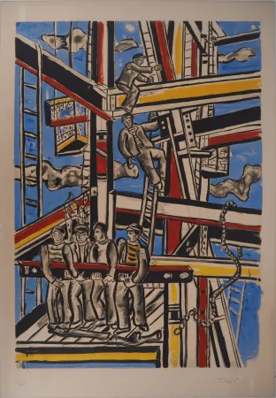 Litografía Leger - Les constructeurs