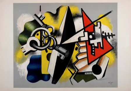 Litografía Leger - Nature morte aux clefs, 1955