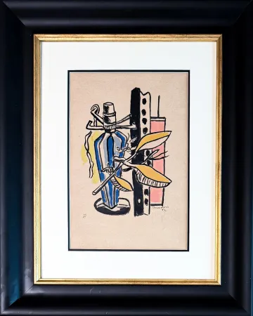Litografía Leger - Untitled (Composition à la bouteille bleue)