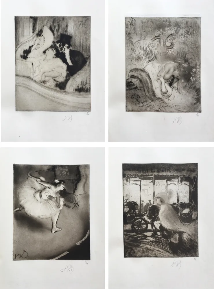 Aguafuerte Legrand - POÈMES À L'EAU-FORTE. 1/20 suites à grandes marges des 30 eaux-fortes signées.‎ 