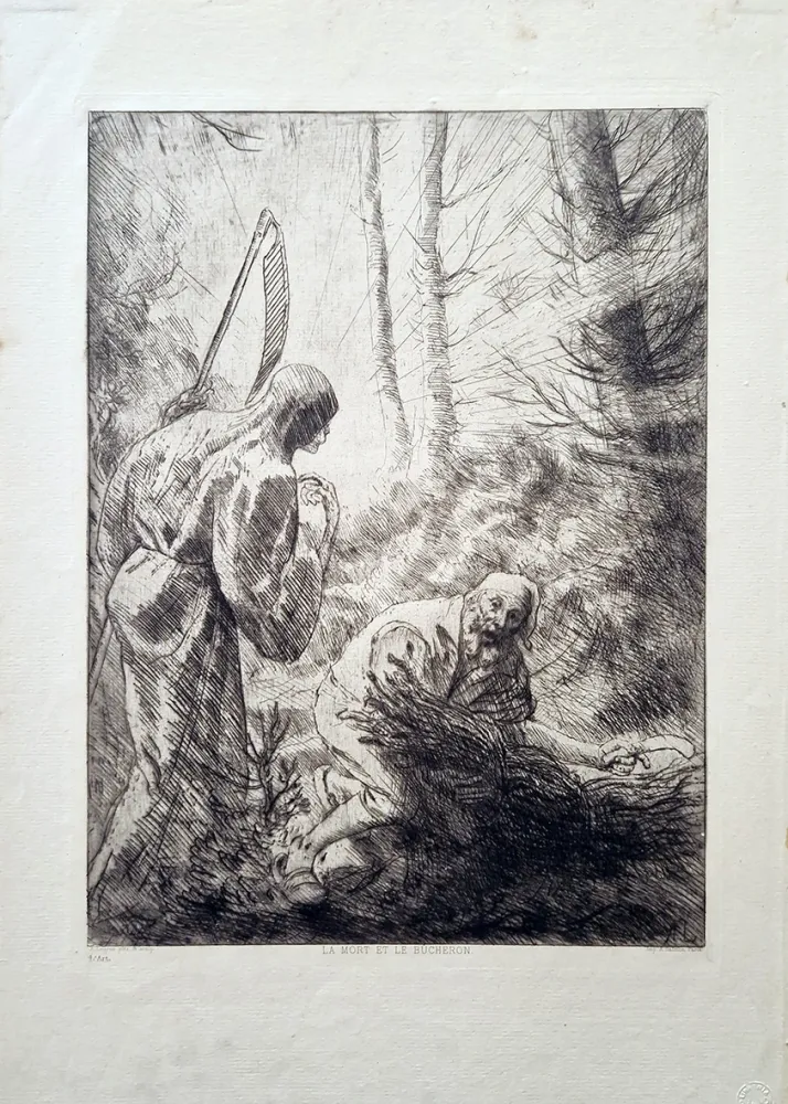 Aguafuerte Legros - La mort et le bucheron