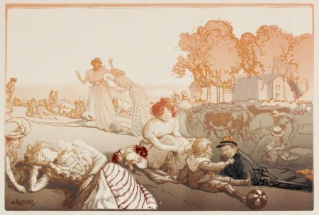 Grabado En Madera Lepere - Sonntag vor den Thoren von Paris  (Bucolique moderne)