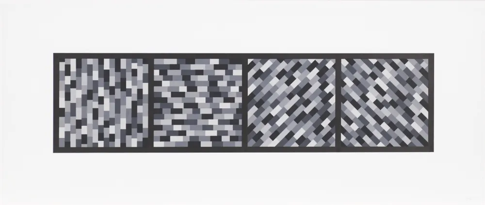 Linograbado Lewitt - Broken Gray Bands in Four Directions