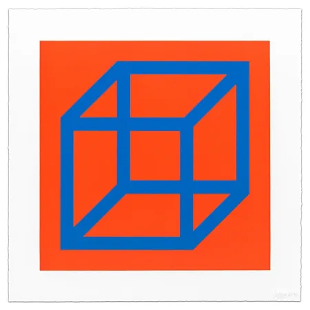 Linograbado Lewitt - Cubes in Color on Color