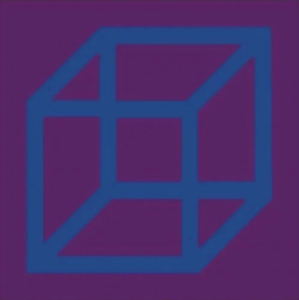 Linograbado Lewitt - Cubes in Color on Color (Purple/Blue)