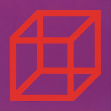 Linograbado Lewitt - Cubes in Color on Color (Purple/Red)