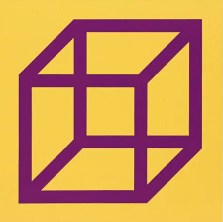 Linograbado Lewitt - Cubes in Color on Color (Yellow/Purple)
