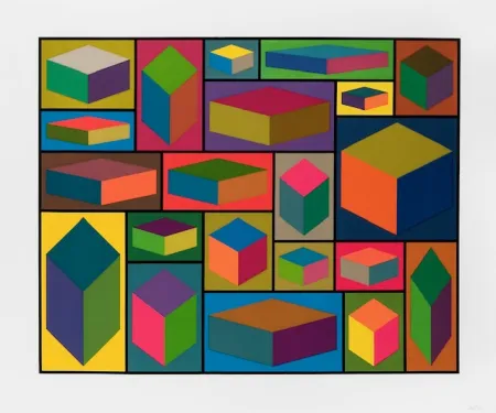 Linograbado Lewitt - Distorted cubes  - planche 2