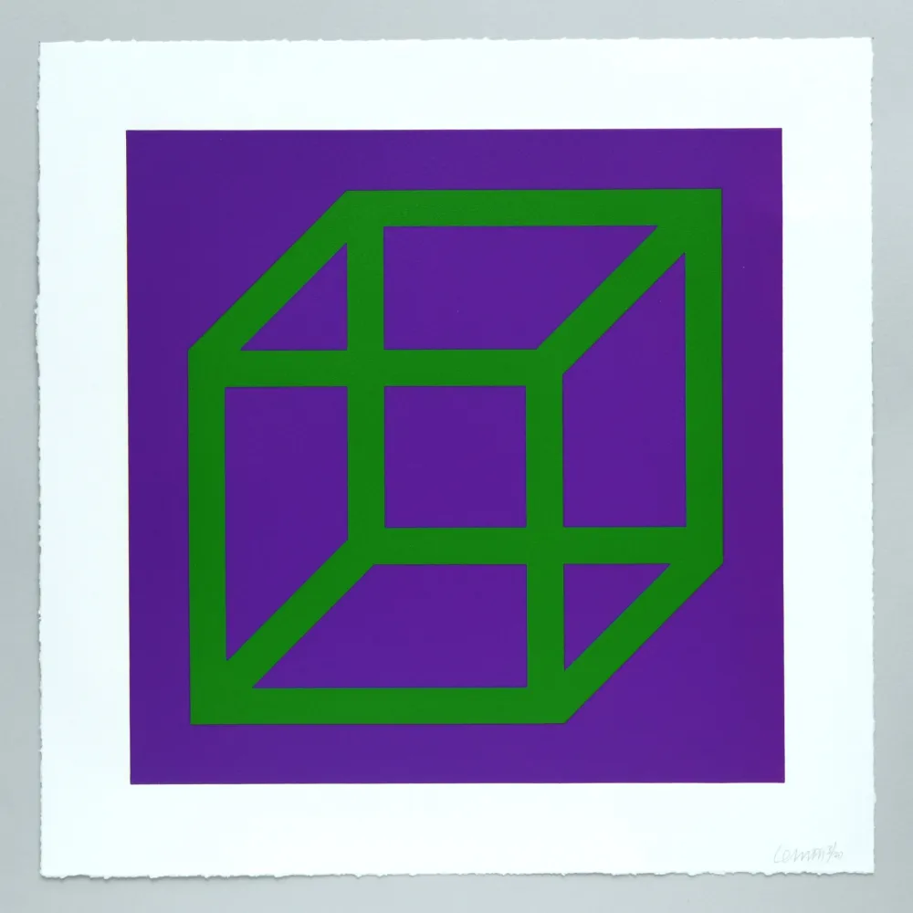 Linograbado Lewitt - Open Cube in Color on Color Plate 21