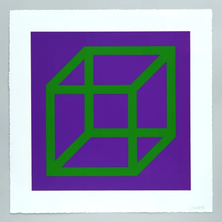 Linograbado Lewitt - Open Cube in Color on Color Plate 21
