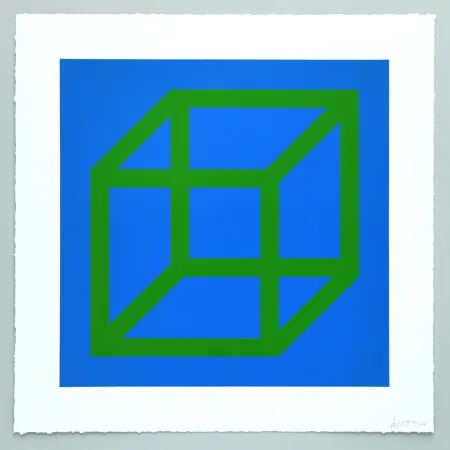 Linograbado Lewitt - Open Cube in Color on Color Plate 24