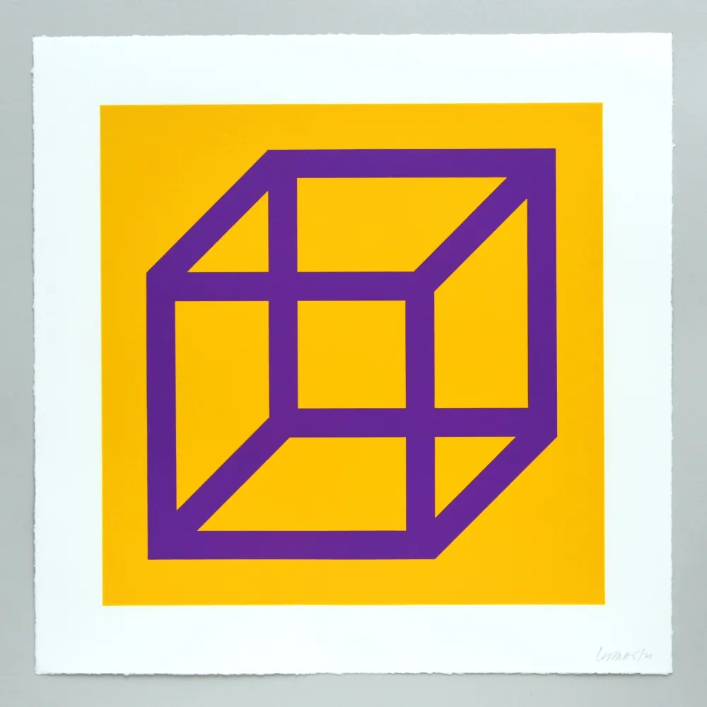 Linograbado Lewitt - Open Cube in Color on Color Plate 27