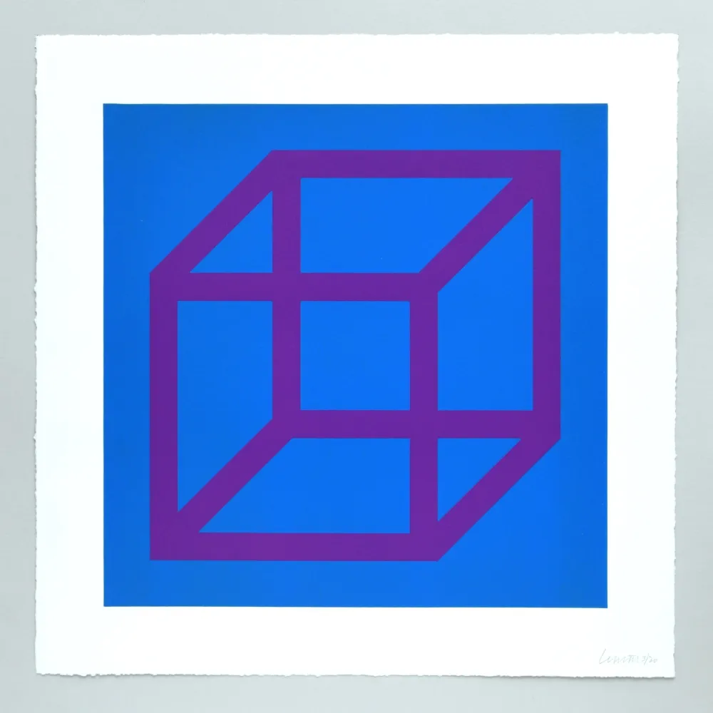 Linograbado Lewitt - Open Cube in Color on Color Plate 28