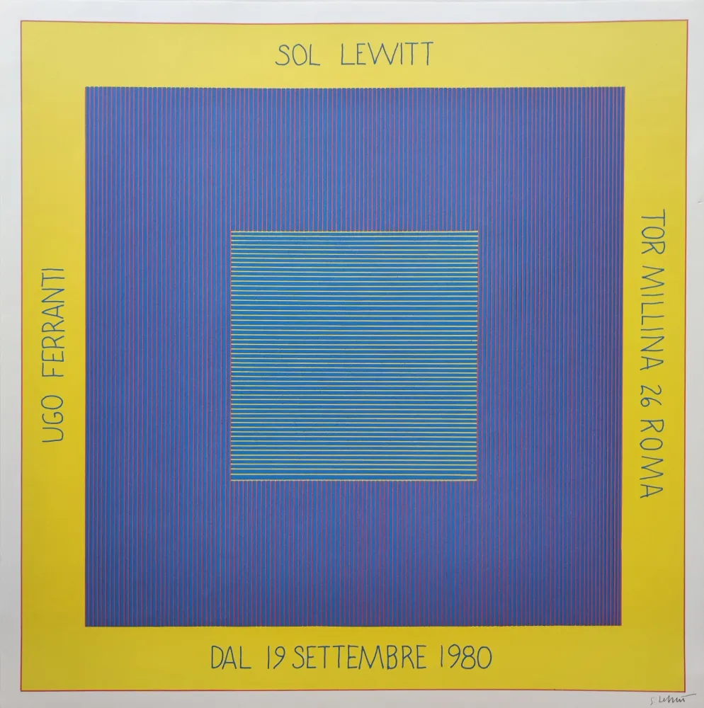 Serigrafía Lewitt - „Ugo Ferranti – Sol Lewitt - Tor millina 26 Roma – Dal 19 settembre 1980“.