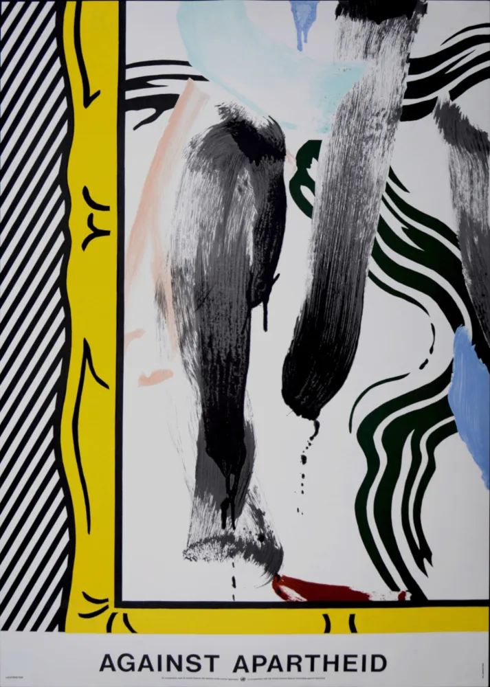 Litografía Lichtenstein - Against Apartheid, 1983 - Scarce first printing!