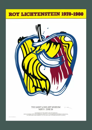 Serigrafía Lichtenstein - 'Apple' 1981 Offset-lithograph (Hand-signed)