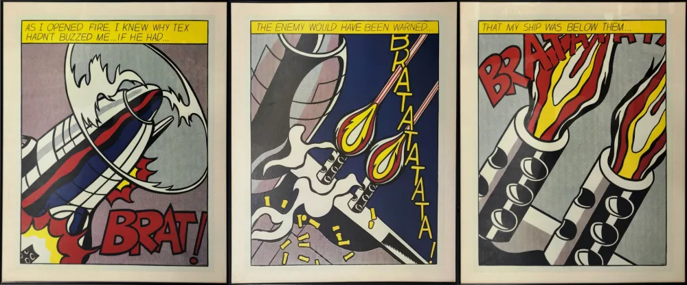 Litografía Lichtenstein - As I opened Fire, 1964. Tripytchon. 